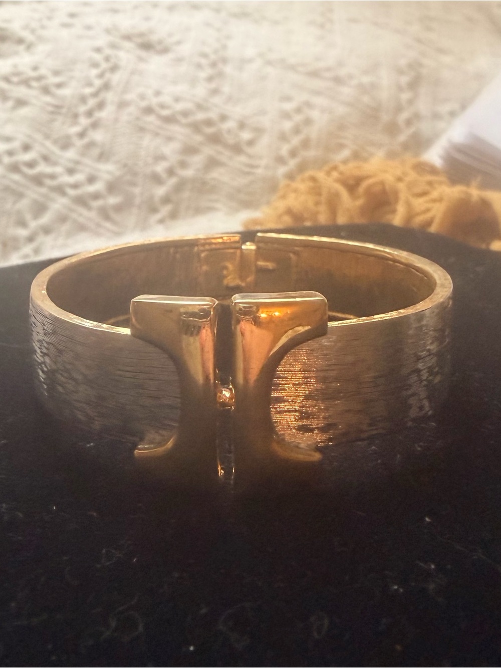 Gold Tone Women’s Hinged Cuff Bracelet